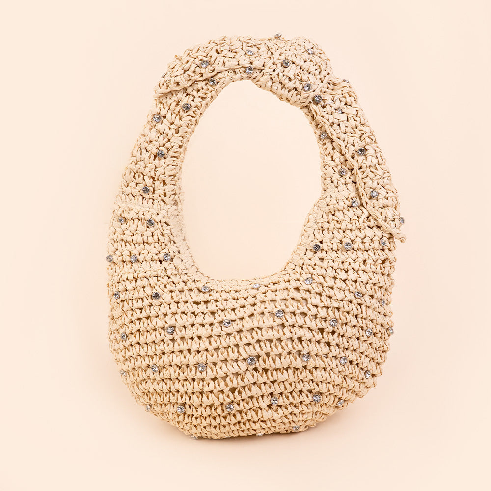 STRAW EFFECT SHOULDER BAG