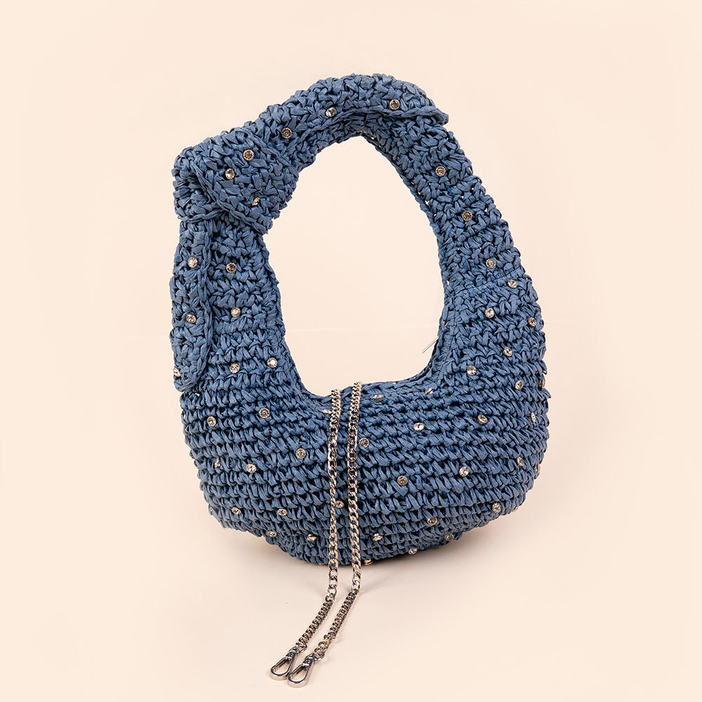 STRAW EFFECT SHOULDER BAG