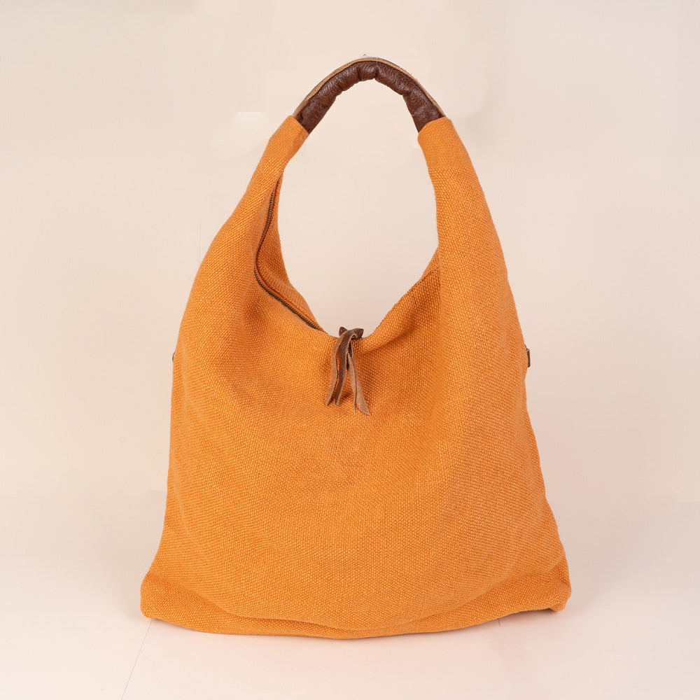 JUTE EFFECT SHOULDER BAG