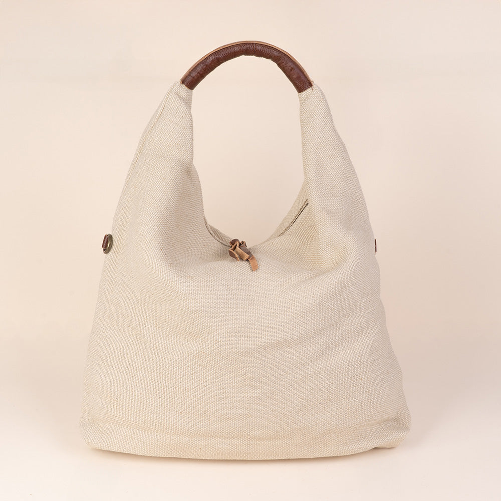 JUTE EFFECT SHOULDER BAG