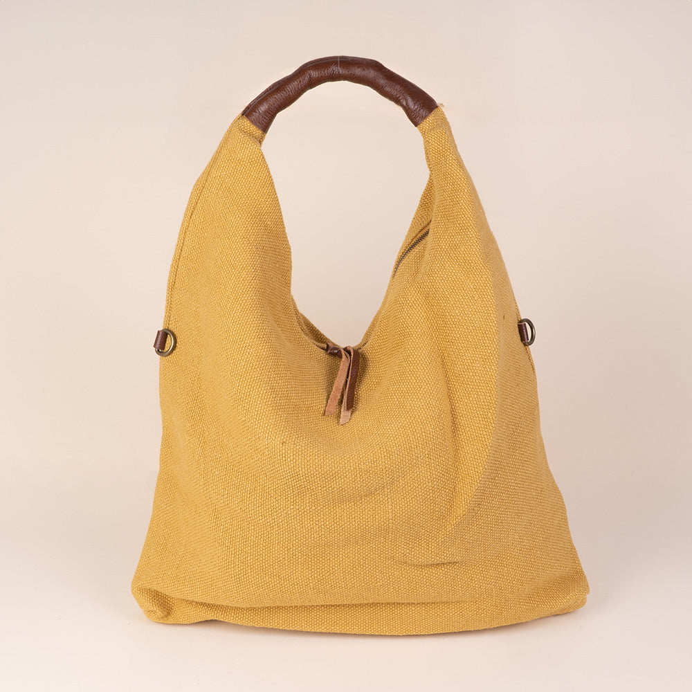 JUTE EFFECT SHOULDER BAG