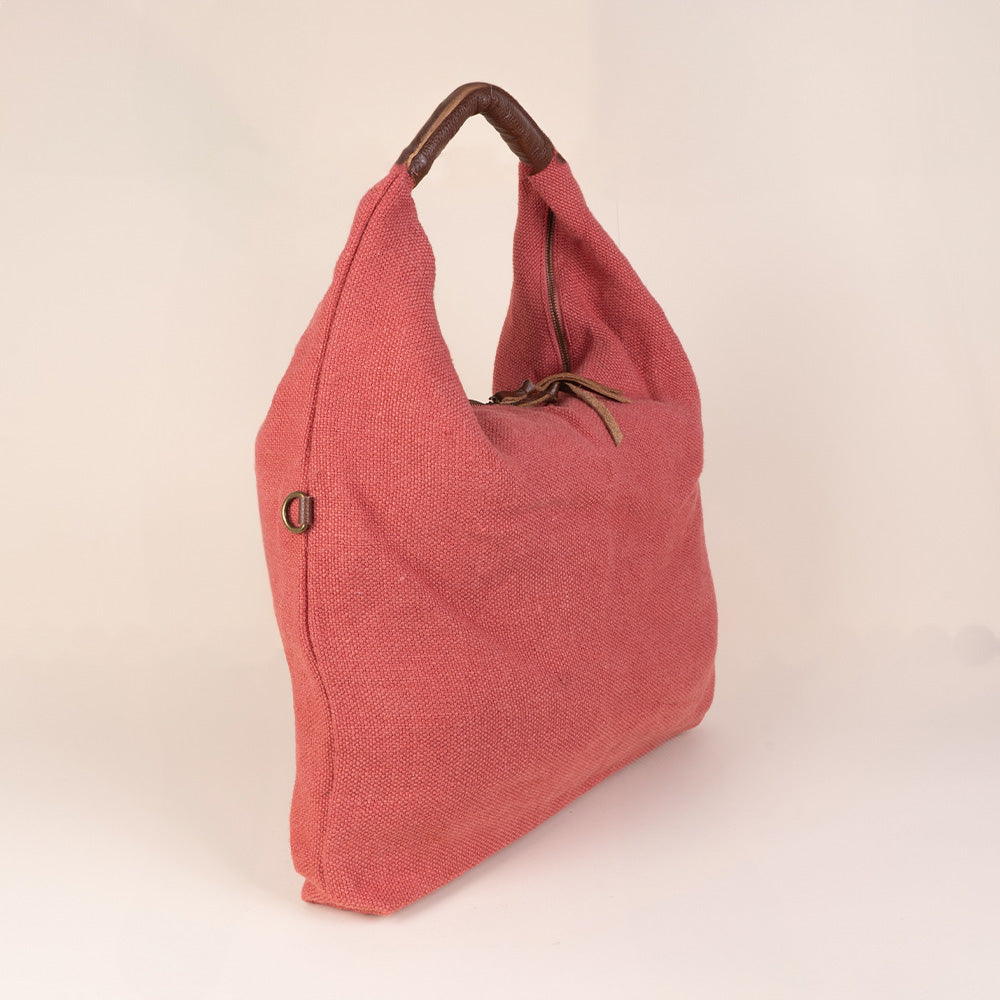 JUTE EFFECT SHOULDER BAG