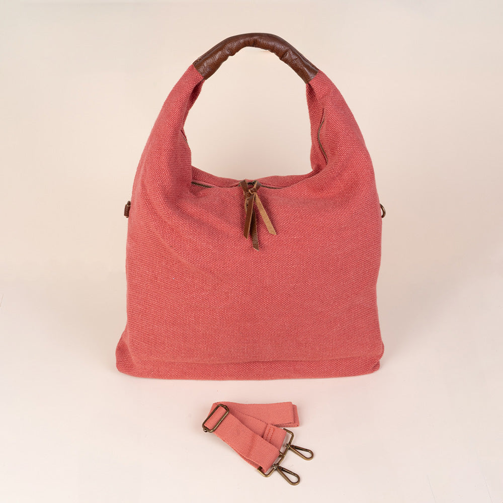 JUTE EFFECT SHOULDER BAG