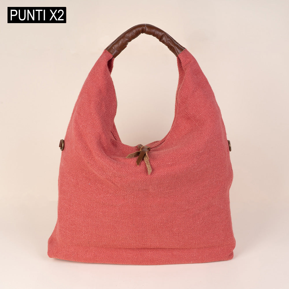 JUTE EFFECT SHOULDER BAG
