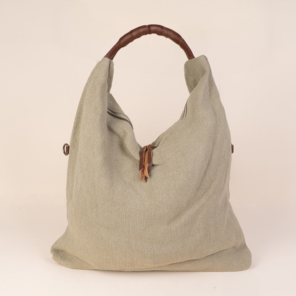 JUTE EFFECT SHOULDER BAG