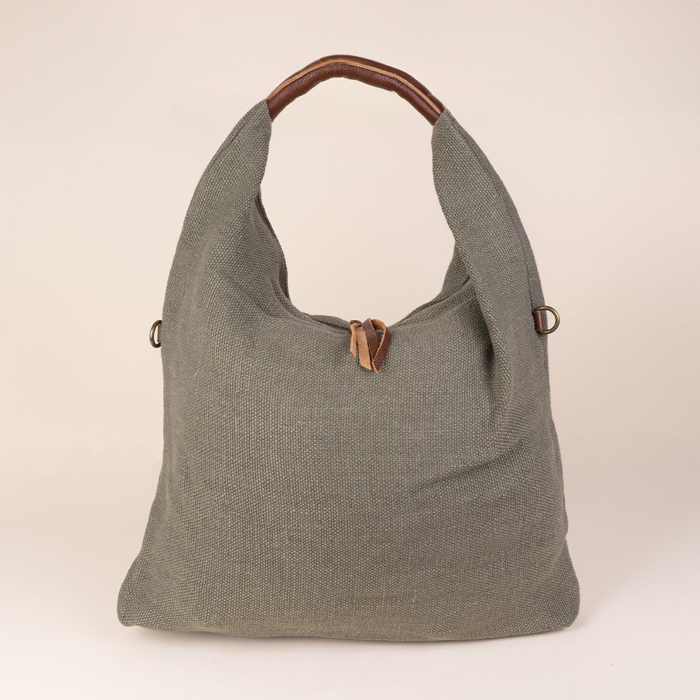 JUTE EFFECT SHOULDER BAG