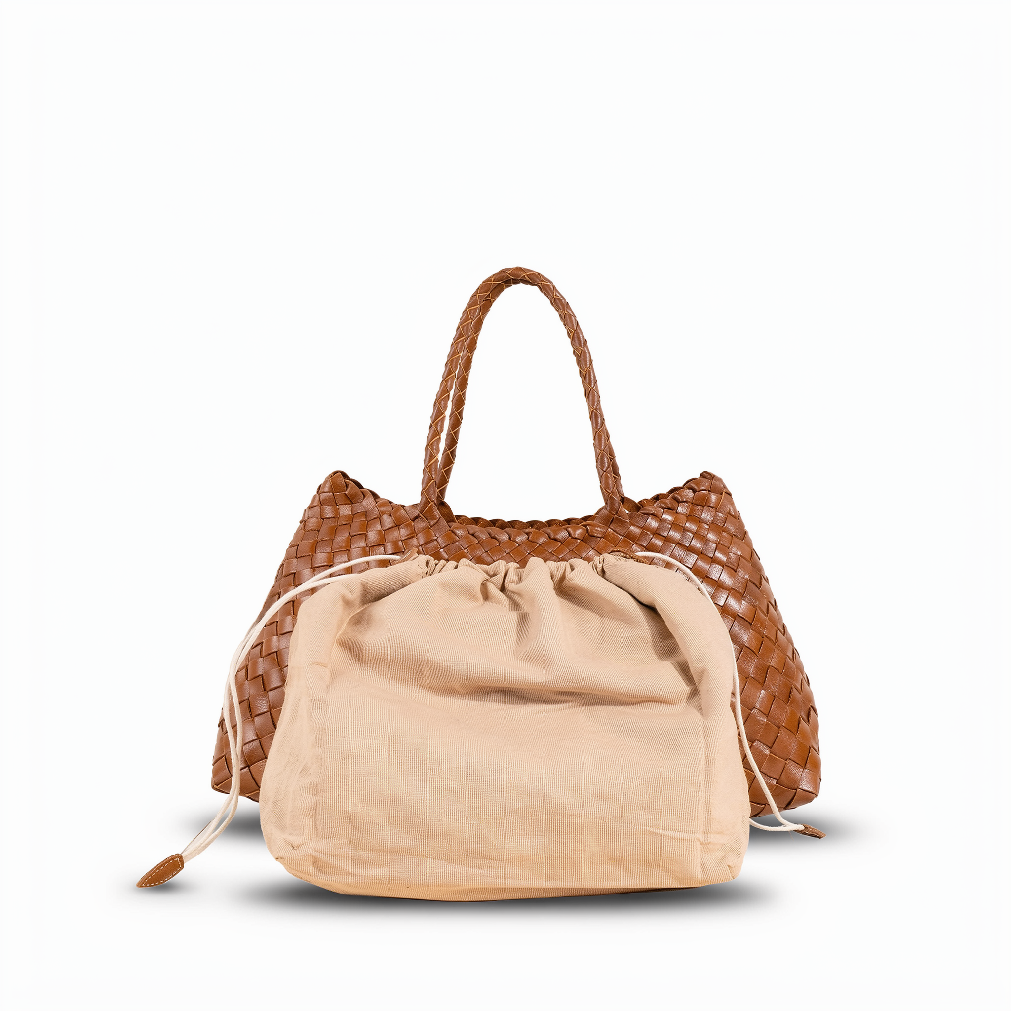 BORSA A MANO INTRECCIATA A TRAPEZIO CON SVUOTA BORSA