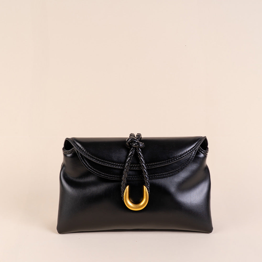 BORSA POCHETTE CON CHIUSURA INTRECCIATA E TRACOLLA