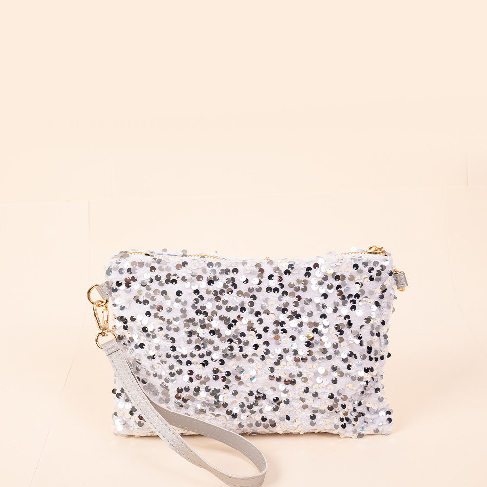 POCHETTE SVUOTA BORSA CON PAILLETES RETTANGOLARE CON POLSINO