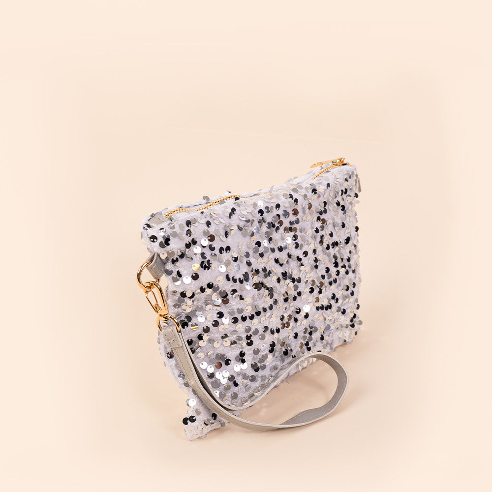 POCHETTE SVUOTA BORSA CON PAILLETES RETTANGOLARE CON POLSINO