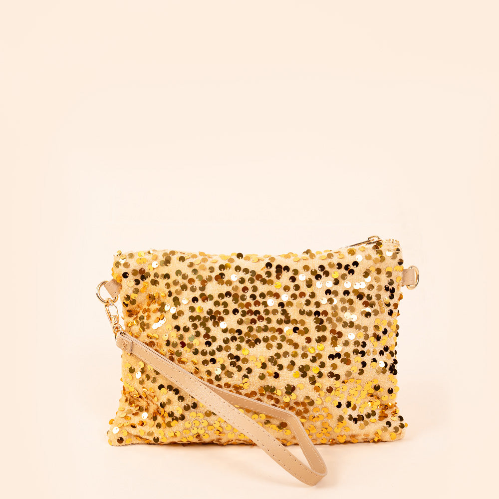 POCHETTE SVUOTA BORSA CON PAILLETES RETTANGOLARE CON POLSINO
