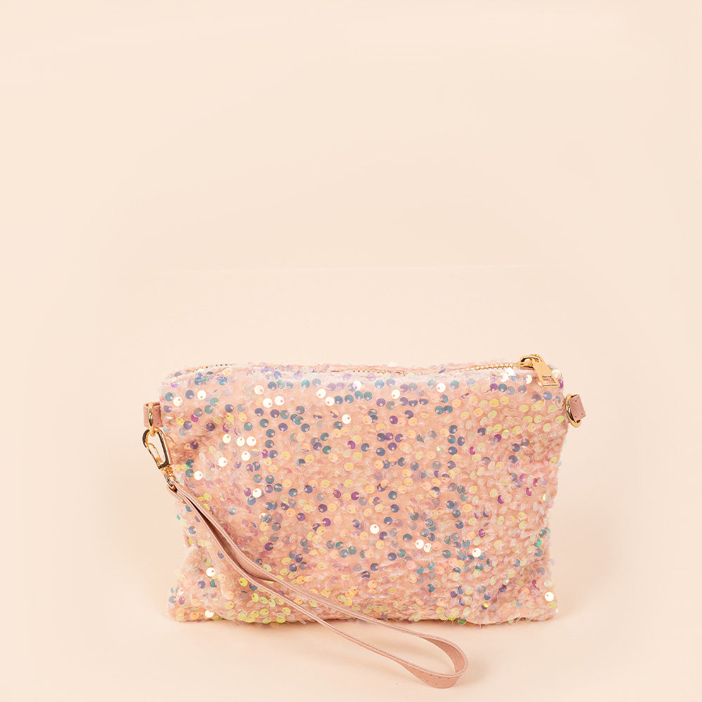 POCHETTE SVUOTA BORSA CON PAILLETES RETTANGOLARE CON POLSINO