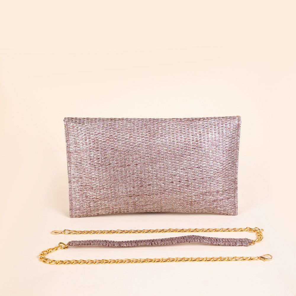 BORSA POCHETTE CLUTCH IN TESSUTO METALLIZZATA