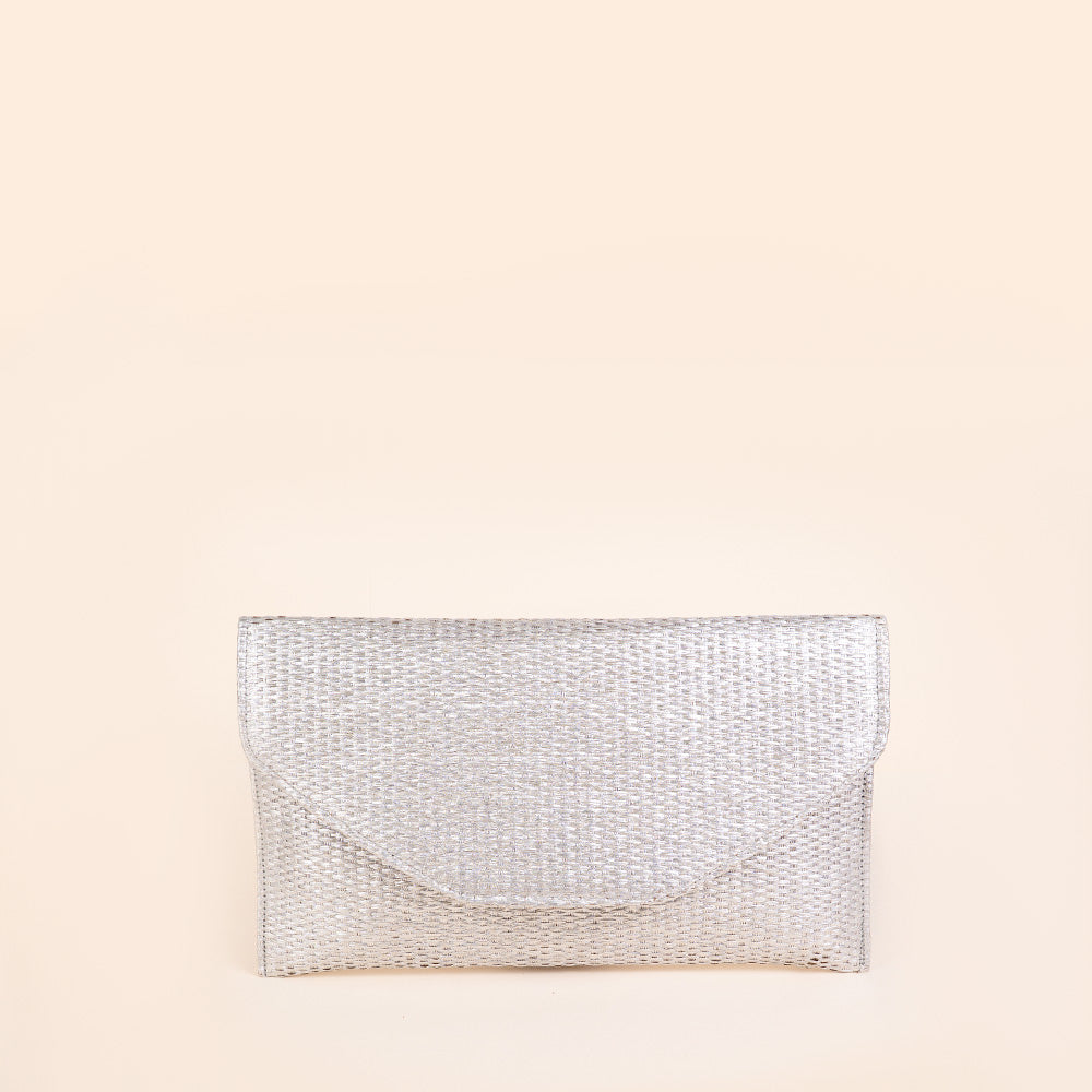 BORSA CLUTCH RIGIDA IN TESSUTO METALLIZZATO