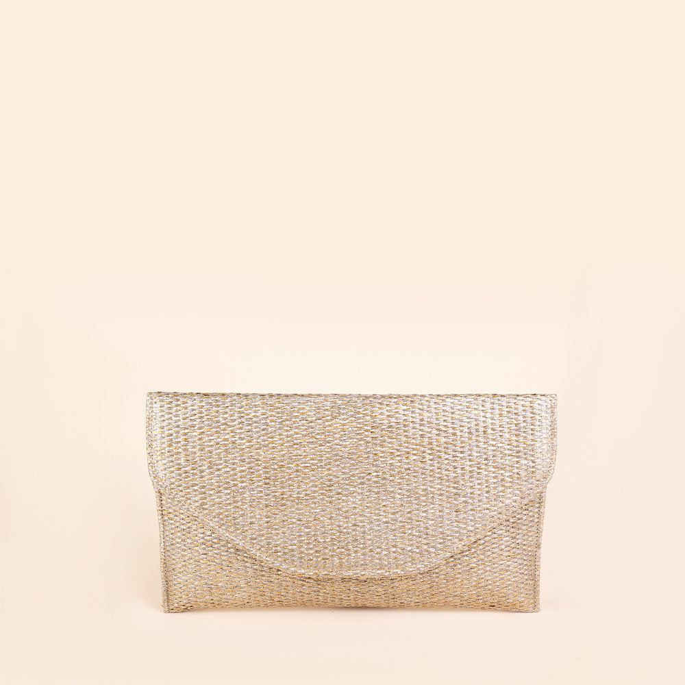BORSA CLUTCH RIGIDA IN TESSUTO METALLIZZATO