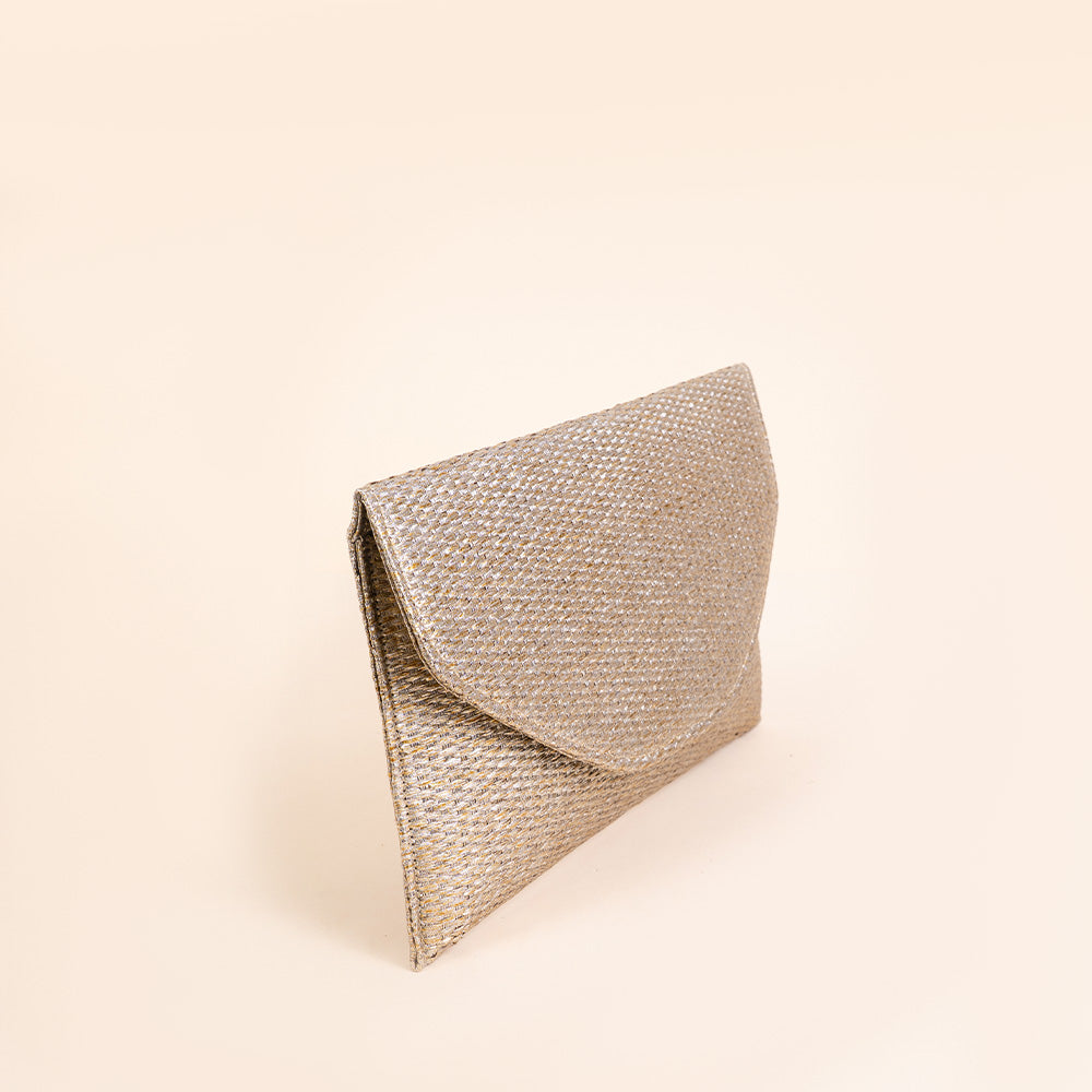 BORSA CLUTCH RIGIDA IN TESSUTO METALLIZZATO