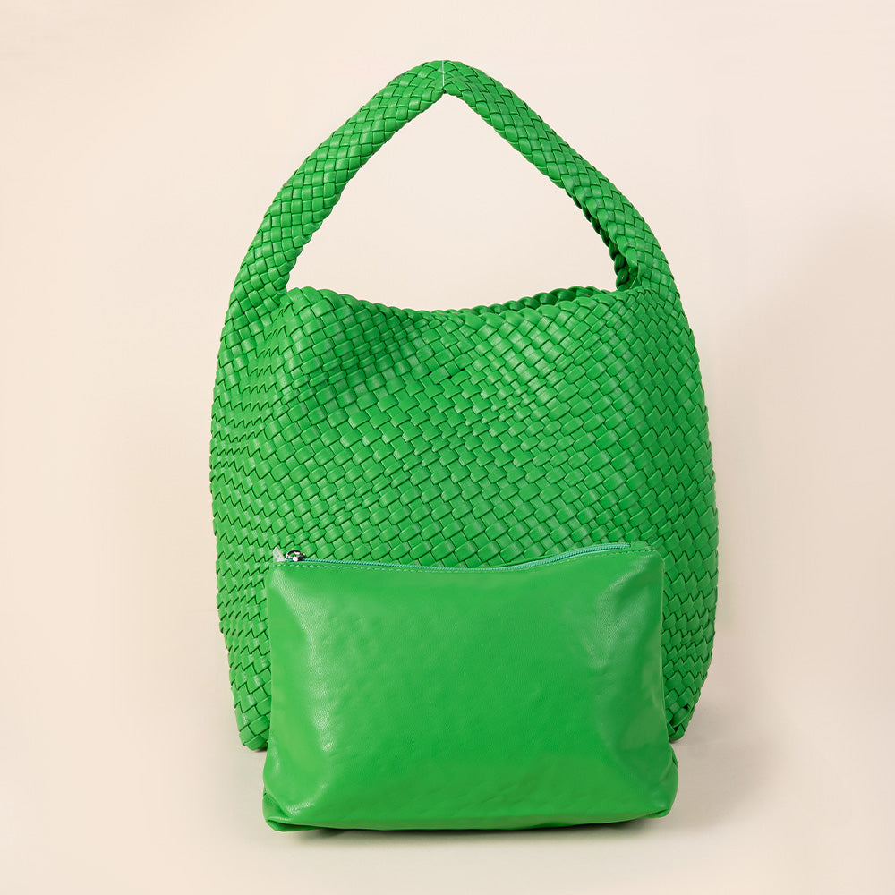 BORSA A SPALLA GRANDE INTRECCIATA CON SVUOTA BORSA