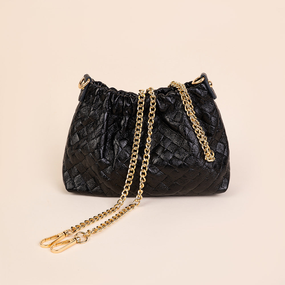 BORSA POCHETTE INTRECCIATA E ARRICCIATA SOPRA