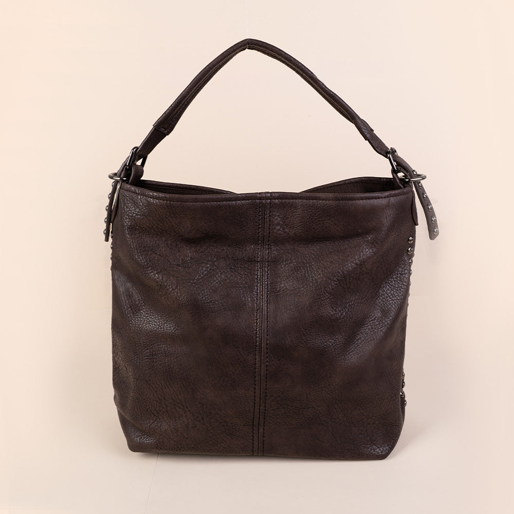 BORSA A SPALLA CON BORCHIE LATERALI E TRACOLLA REGOLABILE