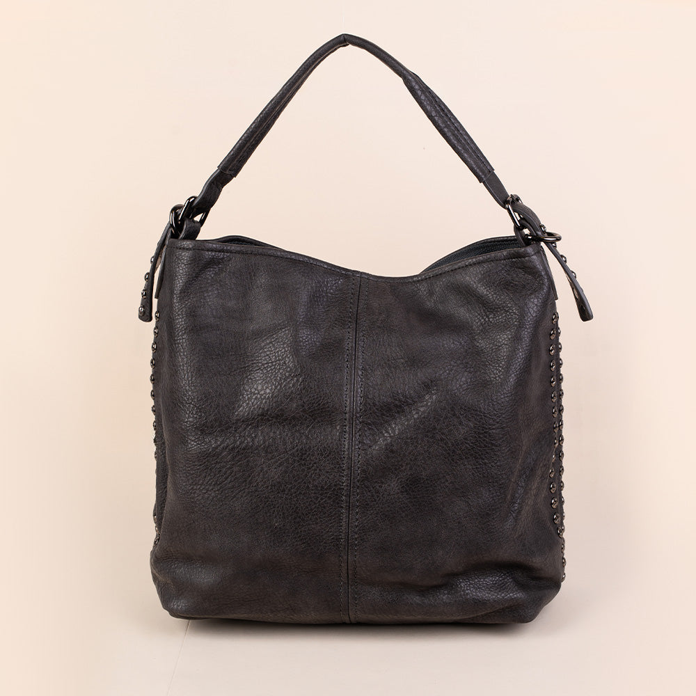 BORSA A SPALLA CON BORCHIE LATERALI E TRACOLLA REGOLABILE