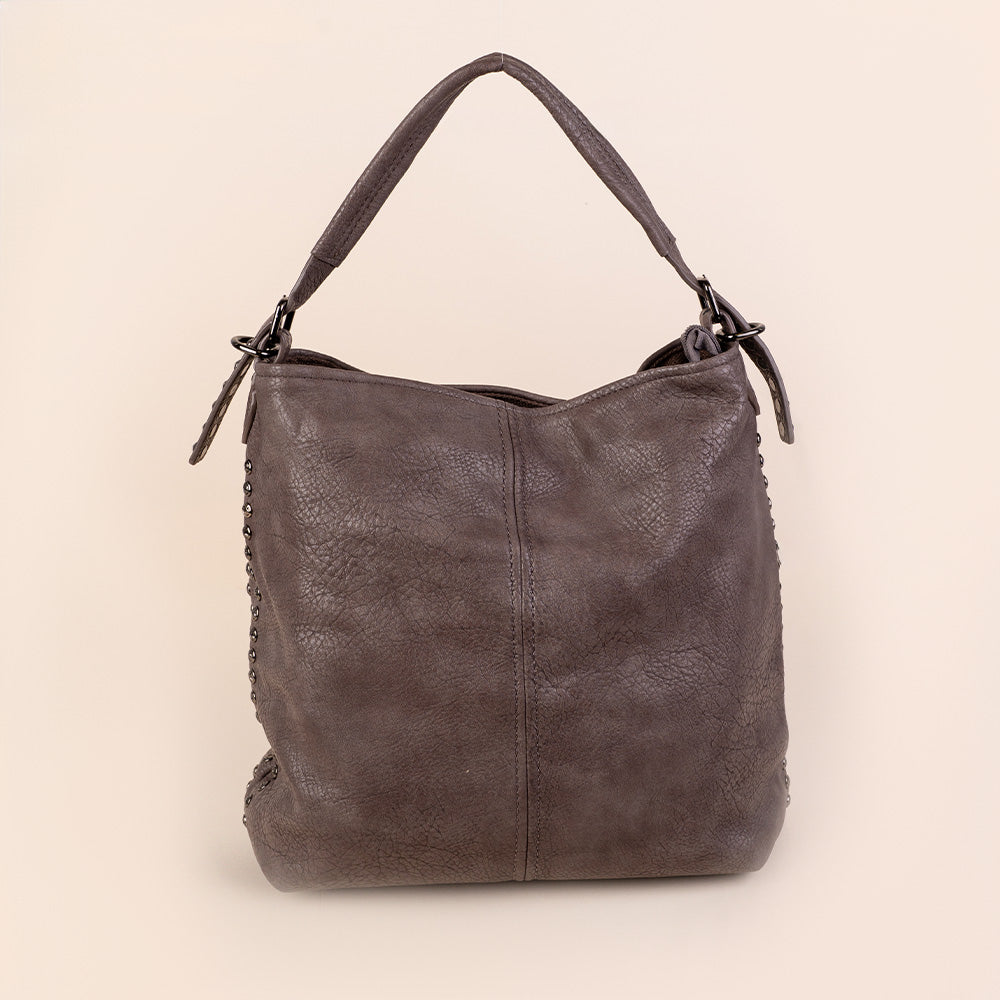 BORSA A SPALLA CON BORCHIE LATERALI E TRACOLLA REGOLABILE