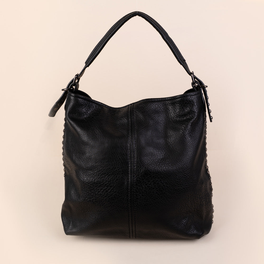 BORSA A SPALLA CON BORCHIE LATERALI E TRACOLLA REGOLABILE