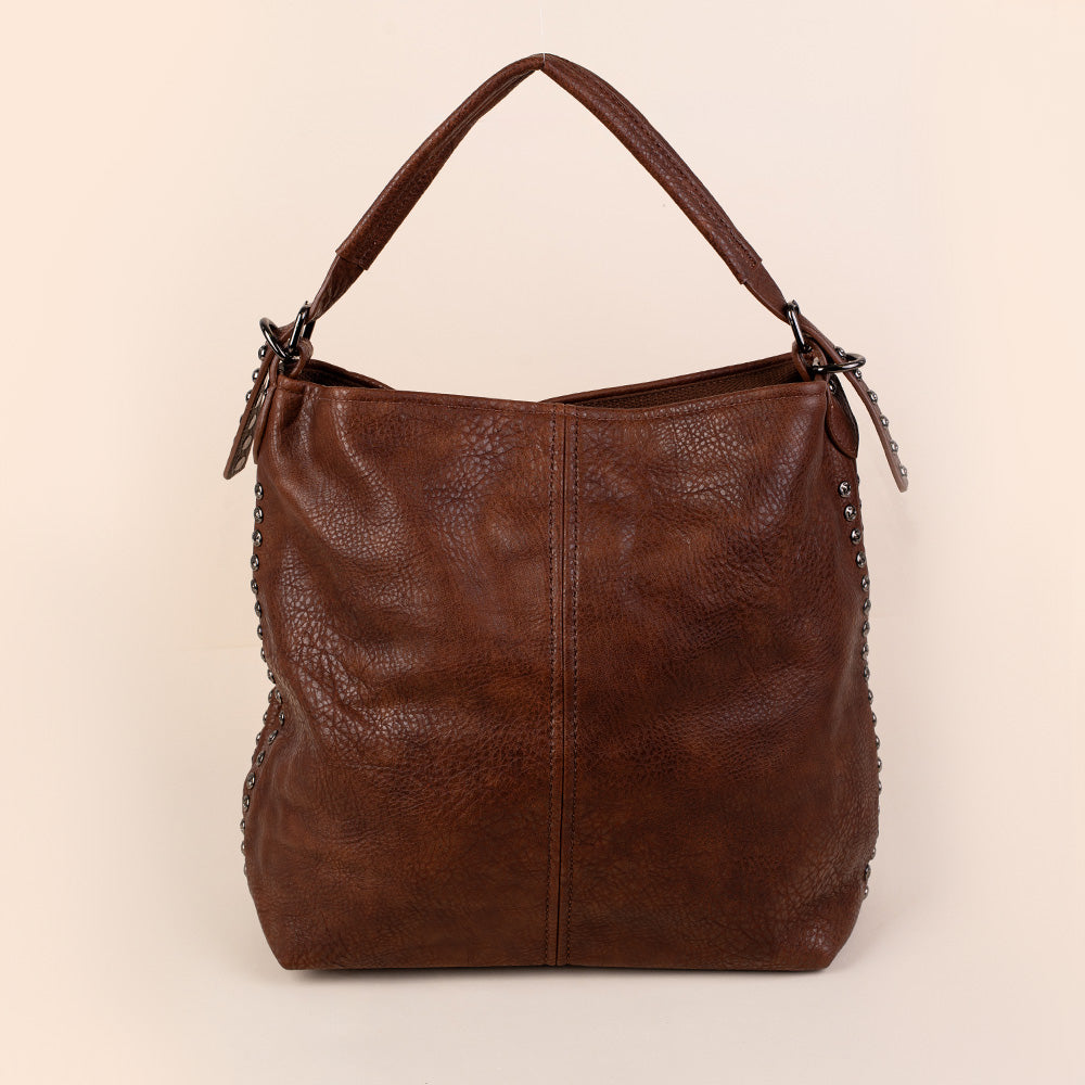 BORSA A SPALLA CON BORCHIE LATERALI E TRACOLLA REGOLABILE