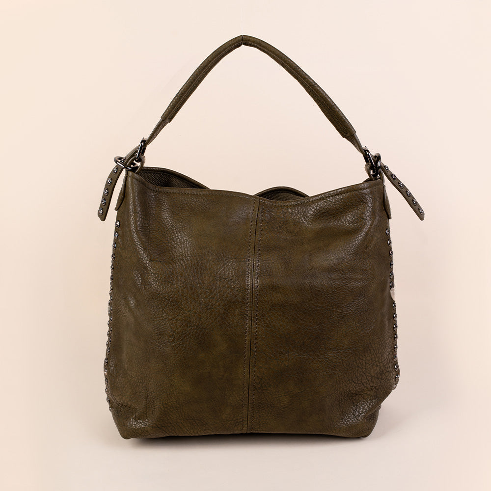 BORSA A SPALLA CON BORCHIE LATERALI E TRACOLLA REGOLABILE