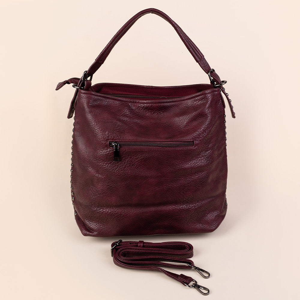 BORSA A SPALLA CON BORCHIE LATERALI E TRACOLLA REGOLABILE