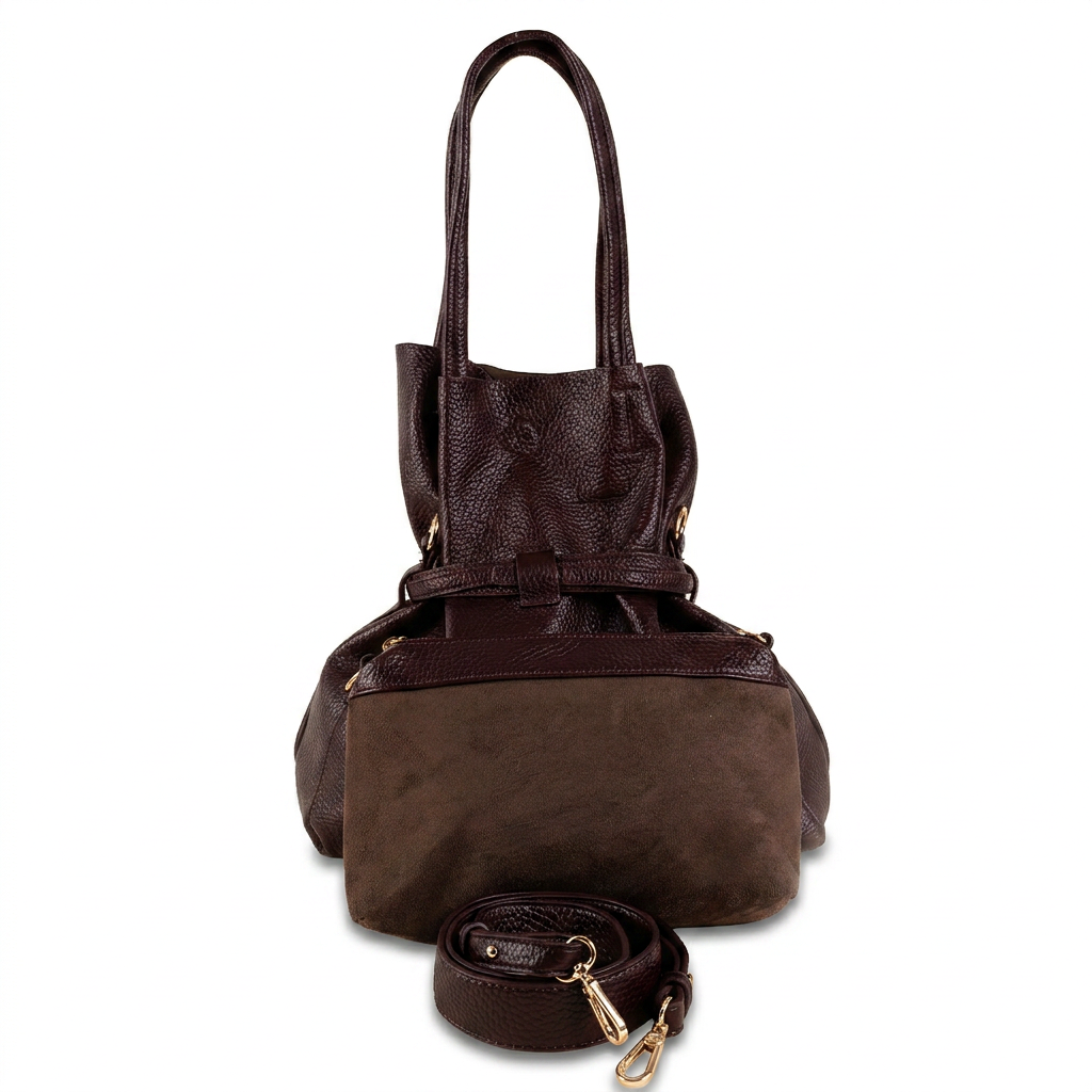 BORSA A SPALLA CON CINTA CENTRALE A TRE FASCE