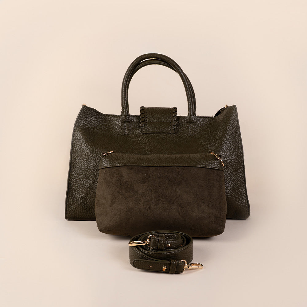 BORSA A MANO RETTANGOLARE CON TRACOLLA E PATTINA FRONTALE