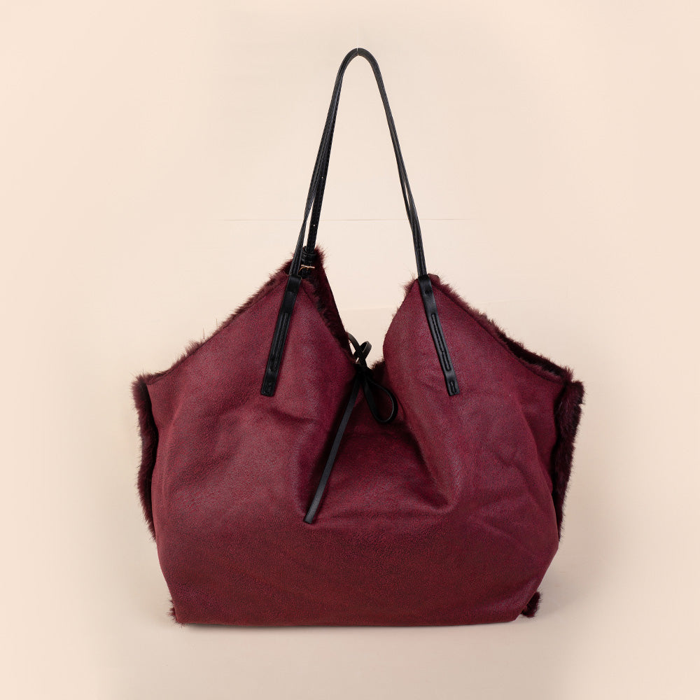 BORSA A SPALLA DOUBLE FACE IN ECOPELLICCIA