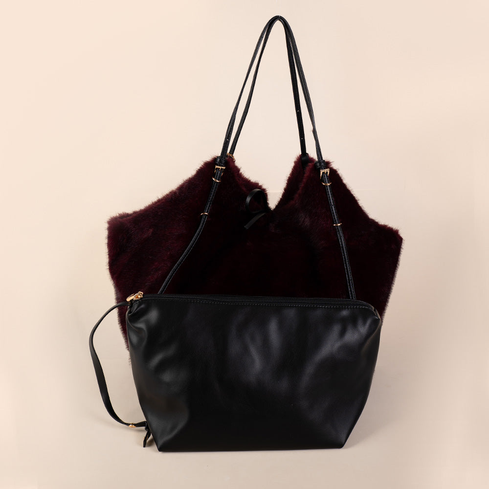 BORSA A SPALLA DOUBLE FACE IN ECOPELLICCIA