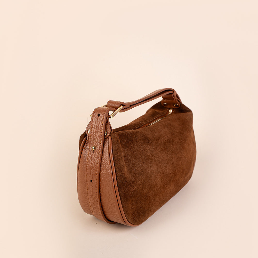 BORSA A MANO SCAMOSCIATA TRASFORMABILE A TRACOLLA