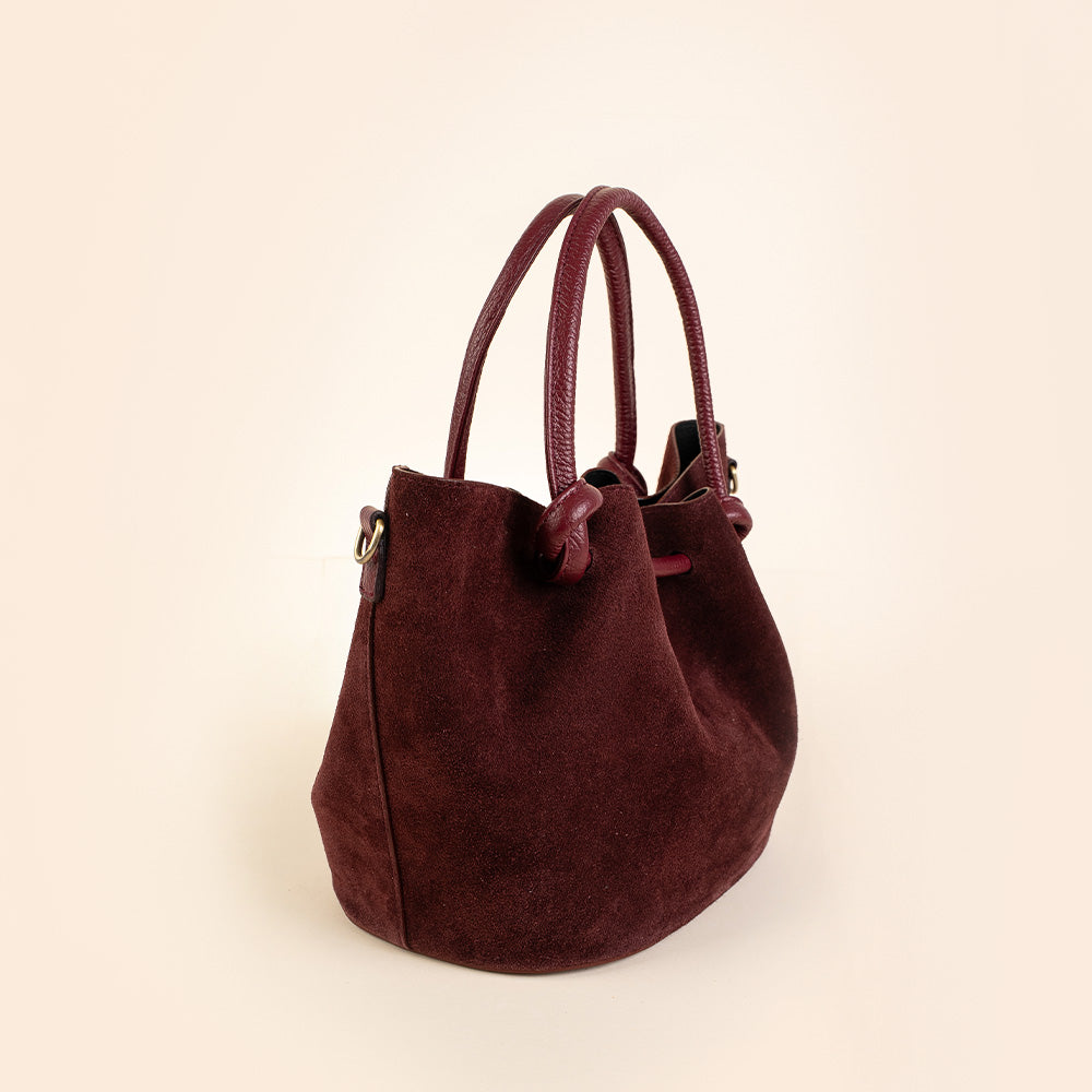 BORSA A MANO FORMA A SECCHIELLO CON TRACOLLA