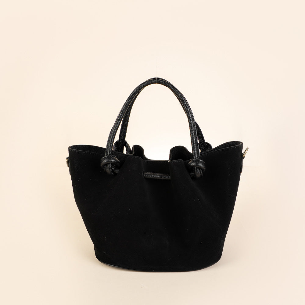 BORSA A MANO FORMA A SECCHIELLO CON TRACOLLA