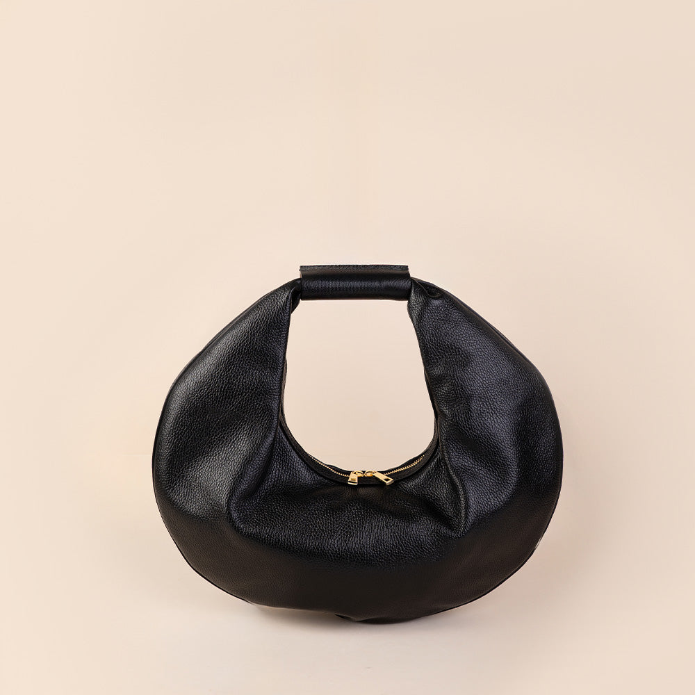 BORSA A SPALLA EFFETTO CERCHIO CON ZIP A U