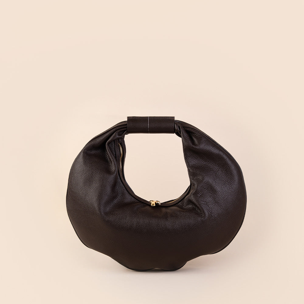 BORSA A SPALLA EFFETTO CERCHIO CON ZIP A U