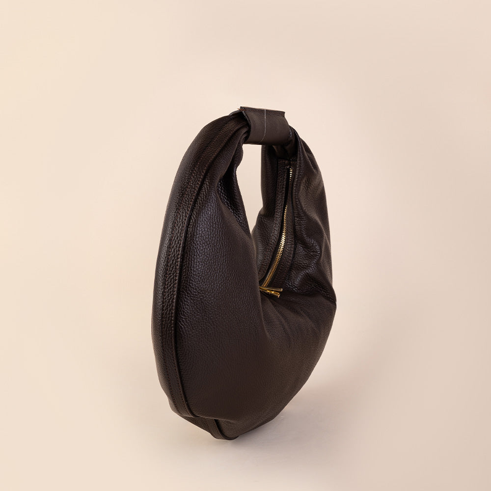 BORSA A SPALLA EFFETTO CERCHIO CON ZIP A U