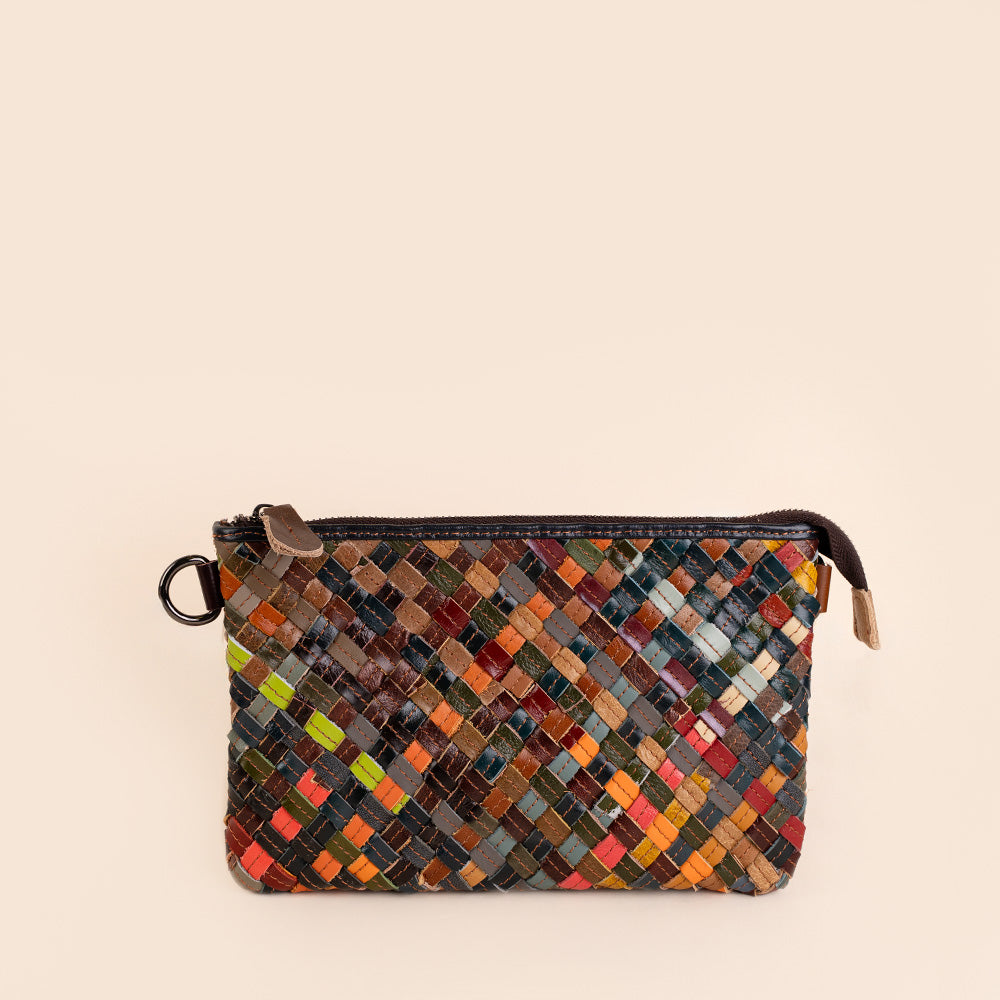 BORSA A TRACOLLA RETTANGOLARE INTRECCIATA MULTICOLOR