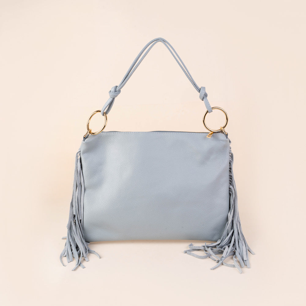 BORSA A SPALLA RETTANGOLARE CON FRANGE AI LATI E TRACOLLA