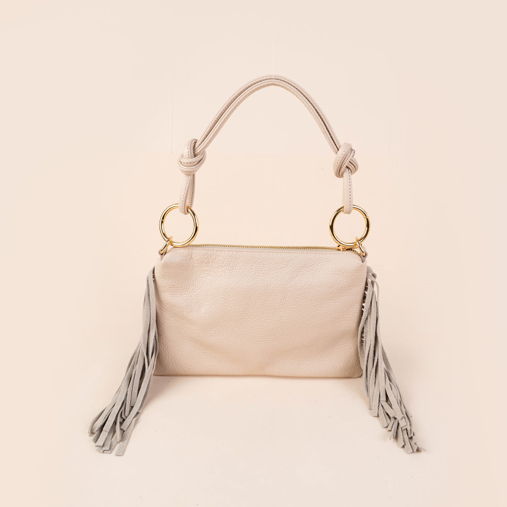 BORSA A SPALLA RETTANGOLARE CON FRANGE AI LATI E TRACOLLA