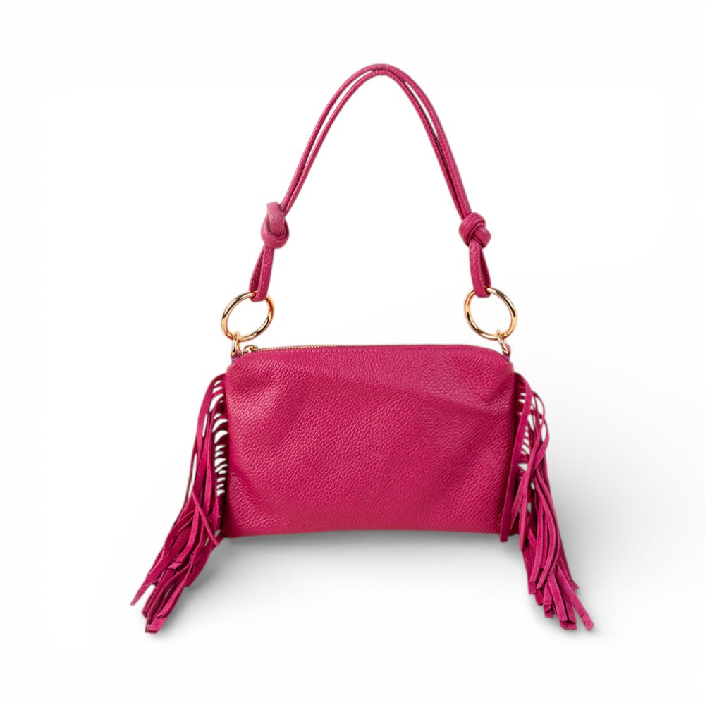BORSA A SPALLA RETTANGOLARE CON FRANGE AI LATI E TRACOLLA