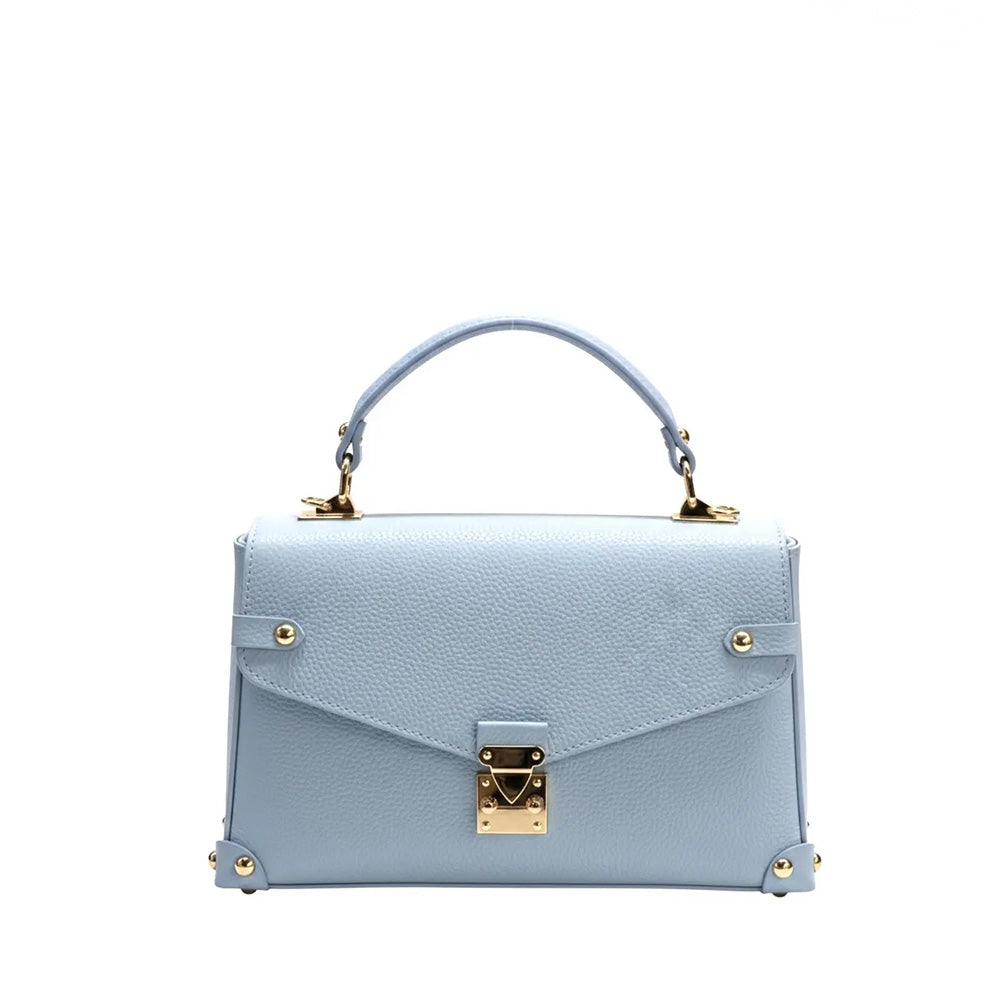 BORSA A MANO A CARTELLACON TRACOLLA , BORCHIE E CHIUSURA A SCATTO FRONTALE