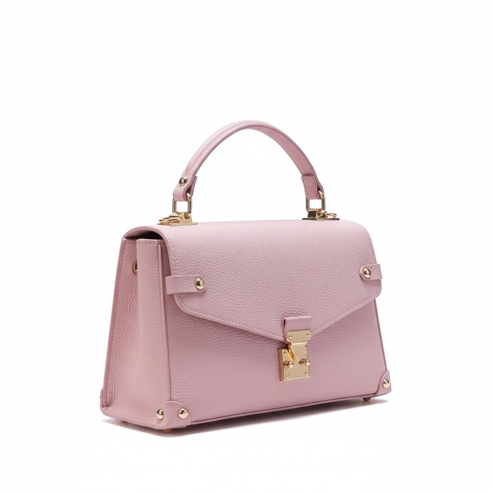 BORSA A MANO A CARTELLACON TRACOLLA , BORCHIE E CHIUSURA A SCATTO FRONTALE