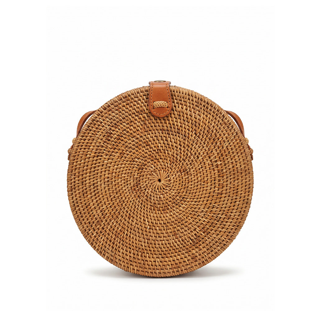 BORSA A MANO IN RATTAN ROTONDA CON CHIUSURA A BOTTONE