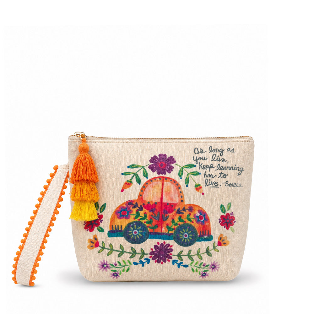 BORSA POCHETTE STAMPATA CON POLSINO E MAPPINO REMOVIBILE
