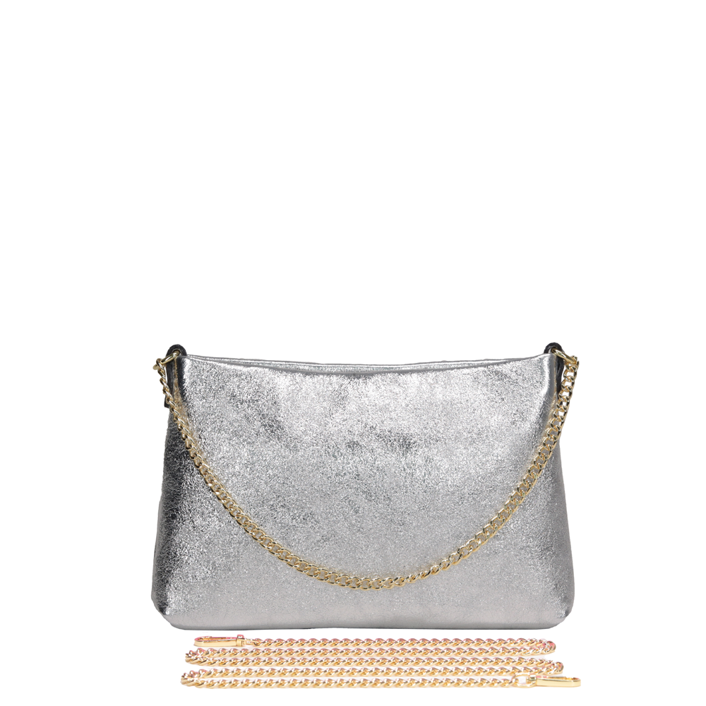 BORSA POCHETTE CLASSICA CON CHIUSURA A ZIP E MANICO A CATENA