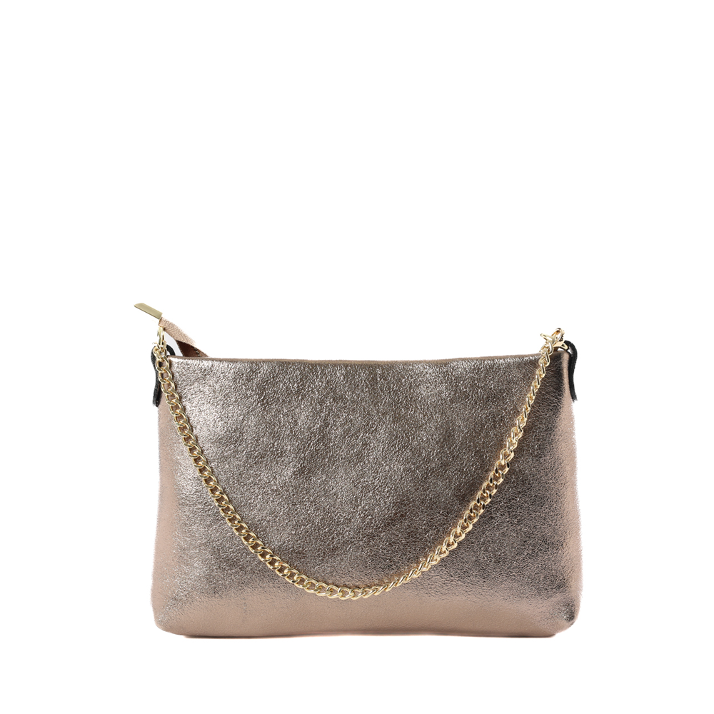 BORSA POCHETTE CLASSICA CON CHIUSURA A ZIP E MANICO A CATENA