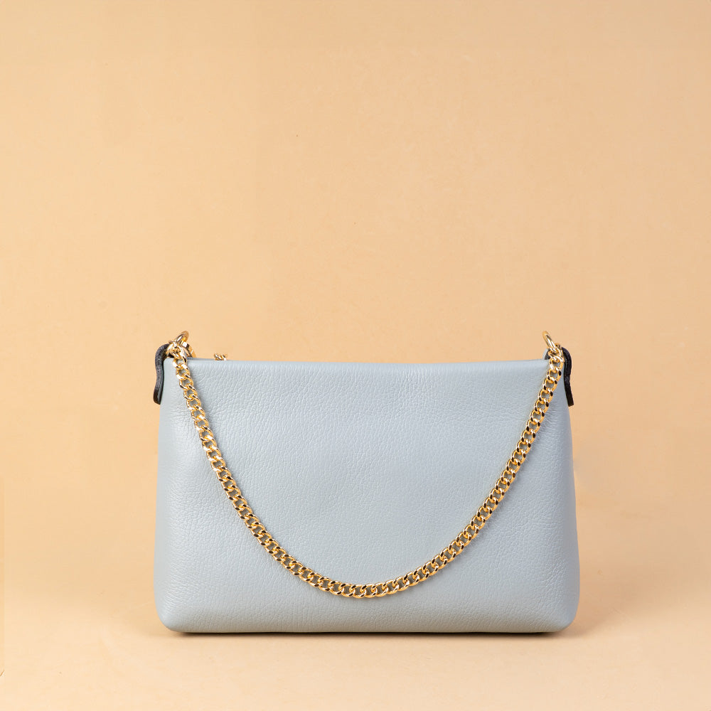 BORSA POCHETTE CLASSICA CON CHIUSURA A ZIP E MANICO A CATENA